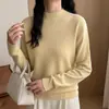 Suéter de cachemira suave y cómodo para mujer, cuello alto medio, manga larga, color liso, adelgazante, alta elasticidad, adecuado para el trabajo, cálido, prenda interior de punto