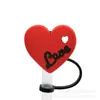 Día de San Valentín amor caricatura linda tapa para popote tapón de polvo para popote de silicona taza rosa 8/10MM funda para popote