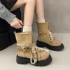 Falda de estilo retro adelgazante, apta para petite, botas estilo Martin de suela gruesa, nuevas botas para mujer que aumentan la altura, colección primavera y otoño 2026