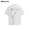 Camiseta de manga corta estilo americano con música rock antigua y desgastada, estilo retro, de verano, holgada, vintage, para parejas, para hombre y mujer.