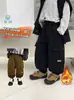0286 Calça de Fleece Infantil Outono e Inverno Novo Estilo Calça Cargo Grossa Infantil Legging Quente de Inverno para Bebê Menino