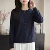 Chaqueta Corta de Punto de Botones Multicolor para Mujer, Nueva Versátil Otoño 2026 Cuello Redondo Cardigan Sintético, Top Versátil Gris
