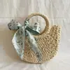 Bolso de Mano Tejido de Paja Estilo Francés, Bolso Tote Tejido Estilo Ins, Bolso Versátil de Playa para Verano, Bolso de Vacaciones en la Costa Estilo Mori