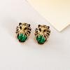 Pendientes de botón con cabeza de león incrustada de diamantes, estilo barroco vintage, creativos y únicos, europeos y americanos, de moda y versátiles, estilo europeo y americano