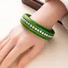 Pulsera de Madera Cuadrada con Diamantes Incrustados de Colores Retro Simple de Alta Gama Versátil Moderna Genial Exagerada Joyería para la Mano