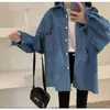 Camisa de Pana para Mujer de Manga Larga 2024 Otoño Nuevo Diseño con Sentido Estilo Coreano Estilo Hong Kong Retro Holgada Camisa Chaqueta Fina