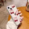 Estación Tk Lista Lazo Diseño de Cereza Adecuado para Apple 17 Pro Cubierta Completa Transparente iPhone 16 Funda de Teléfono Femenina