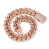 Pulseira masculina Cuban chain 20mm cobre zircônia transfronteiriça, banhada a ouro real, fecho tipo caixa hip-hop com zircônia, moderna e única