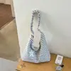 2026 Nuevo Estilo Coreano Casual Simple Rayas Nicho Estrella Bolsa de Lona Gran Capacidad de Moda Bolso de Hombro Cruzado