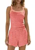 Conjunto de dos piezas de verano 2026 a rayas con tirantes y shorts, transfronterizo europeo y americano para mujer, ropa casual para el hogar, adecuado para usar al aire libre, estilo vacacional