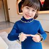 [en stock] Camiseta de fondo de punto para niñas de Corea del Sur, otoño e invierno, nueva, cuello alto, estilo extranjero, niños cálido