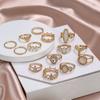 Joyería de ámbar de imitación europea y americana, juego combinado retro de 14 piezas con gemas de cielo estrellado talladas en diamante, anillo, venta al por mayor