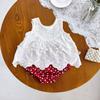 Conjunto de Verão para Bebê Menina 2026 Novo Estilo Conjunto de Duas Peças com Renda Bordada Flor Tridimensional