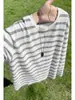Novedad Otoño 2026 Camiseta de Manga Corta Rayas Oversize Cuello Redondo Estilo Hong Kong M-5X HT26727-TeP26