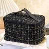 2025 Nuevo Bolso Satchel a Cuadros Estilo Coreano Bolso Satchel de Pequeño Aroma Bolsa de Viaje para Cosméticos de Gran Capacidad Bolsa para Artículos de Aseo Cosméticos