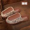 Otoño e Invierno Nuevas Pantuflas Hogar Cálidas Pantuflas de Algodón para Hombres y Mujeres Parejas Interior Antideslizantes Pantuflas de Cuero Fabricante Hogar