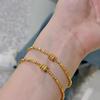Pulseira Saujin Pura Feminina Cintura Pequena Fivela Ajustável Elástica Ouro Simulado Sensação de Alto Padrão Não Cai Leve Luxo para Namorada
