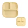Plato cuadrado delgado de silicona para niños transfronterizo, grado alimenticio, suplemento alimenticio, tazón con ventosa, cuadrado, vajilla para bebé anticaída
