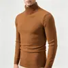 Suéter de Cuello Alto para Hombre 2026 Otoño Invierno Color Sólido Corte Ajustado Talla Grande Manga Larga Jersey de Punto Casual Cálido Capa Base