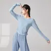 Tops de Roupa de Dança para Mulheres, Roupa Clássica de Dança com Gola Redonda Clássica, Roupa Nova Étnica de Dança Moderna, Roupa de Prática de Dança para Adultos