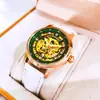 Reloj Mecánico Totalmente Automático Ogas Hollow Diamond Oficial para Mujer, Reloj Impermeable Luminoso Elegante y Sencillo