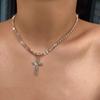 Colar Corrente Garra Estilo Simples Criativo Personalizado Cruz Diamante Completo Colar Curto Clavícula Joias Transfronteiriças Femininas Europeias e Americanas