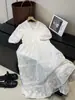 Novo Design de Primavera Nicho Francês Retrô Vestido Midi com Bordado Pesado Recortes Renda para Mulheres 8689