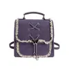 Bolso Cuadrado Pequeño Estilo Girly para Mujer, Nuevo Bolso Cruzado de Hombro para Viajar con Borde de Encaje, Mochila Linda Estilo Coreano