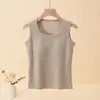 Colete Térmico Feminino Outono/Inverno 2026 em Caxemira, Seda e Liocel com Bojo Embutido, Camiseta Básica Sem Mangas