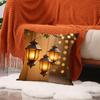 Funda de Almohada de Luna de Festival de Medio Oriente Linterna Dorada Estampada Cojín de Asiento Decorativo Arreglo de Atmósfera Étnica Almohada de Sofá