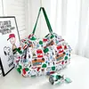 Bolsa de Compras Plissada Estilo Japonês Desenho Animado Verde com Botão de Pressão Ultra Leve Portátil Bolsa de Ombro para Viagem