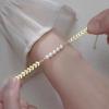 Pulsera Antigua para Mujer Oro de 18k Hoja de Osmanthus Pulsera para Novia Pulsera de Perlas de Agua Dulce de Alta Calidad Diseño Nicho Ins