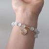 Pulsera de cristal de ópalo estilo coreano con un solo anillo, pulsera de perlas de agua dulce para mujer, joyería al por mayor