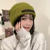 Gorro para Mujer Otoño Invierno Nuevo Adorno Gorro Holgado Circunferencia de Cabeza Grande Gorro de Lana Versátil Muestra Cara Pequeña Cálido Gorro de Punto Gorro