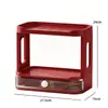 Prateleira de Armazenamento de Mesa de Camada Dupla Estilo Japonês Organizador de Bar de Café Porta-Copos Rack de Cosméticos para Mini Dormitório Escritório