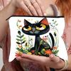 2025 Bolsa de Maquiagem Dobrável com Zíper Carteira Necessaire Portátil Simples com Estampa de Gato Desenho Transfronteiriço