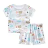 Traje Infantil de Manga Corta, Algodón Puro, Ropa de Verano para Niños y Niñas, Ropa Nueva para el Hogar con Aire Acondicionado, Pijama Delgado de Verano para Bebés y Niños