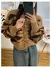 Nuevo suéter de punto ondulado a rayas de corte holgado para mujer, con cuello redondo, un elegante diseño de cárdigan de punto y un look versátil y relajado, perfecto para primavera y otoño.