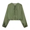 Comércio Exterior Transfronteiriço Moda Verão Nova Roupa Feminina Estilo Europeu e Americano Fashionável Versátil Manga Longa Curta Camisa Top Estilo Bufante