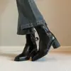 Botines Minimalistas de Tacón Alto para Mujer, Versátiles Estilo Retro, Tacones Gruesos Silenciosos, Botas Delgadas Cómodas para Viajar al Trabajo para Mujer