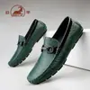Mocassins Casuais Masculinos para Outono, Sapatos de Solado Único Estilosos de Tamanho Grande com Fivela de Metal, Sapatos de Direção da Moda