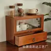 Caja Organizadora de Escritorio Decorativa Transparente Retro con Cajón, Estante para Vasos de Agua, Juego de Té, Tazas, Almacenamiento de Cosméticos