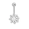 Joyería para piercing con incrustación de circonita, barra de acero inoxidable, accesorios de cobre, base de rosca externa giratoria, adorno para ombligo