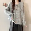 Nuevo Suéter de Punto Floral Fresco Tridimensional Estilo Coreano para Mujer, Diseño Otoño e Invierno, Suéter Chaqueta Rejuvenecedor para Ir al Trabajo