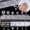 Popular Transfronteiriço 12 Grades Misto Arte para Unhas Laço Fita Longa Flor Vazada Coração de Pêssego Conjunto de Pérolas Decoração Atacado