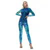 Macacão com Estampa de Pena de Pavão Transfronteiriço Europeu e Americano 2026 Roupa de Performance Bodysuit de Festa