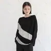 Camiseta de Modal con Punto Suelto de Murciélago de Manga Larga para Mujer de Primavera y Otoño Estilo Japonés Cuello de una Línea Versátil Suave y Lisa