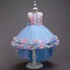 Vestido Princesa Floral Sete Cores Mais Vendido no Comércio Exterior para Crianças Pequenas, Vestido Longo para Apresentação de Dança do Dia 1º de Junho, Em Estoque