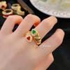 Anillo de esmalte de colores con joyería medieval vintage Baojia, anillo de tesoro de color antiguo con diamantes microincrustados chapados en oro francés vintage