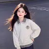 2026 Novo Conjunto de Duas Peças Infantil para Meninas, Tamanhos Médio e Grande, Casual Versátil, Manga Longa e Calça Longa de Perna Larga, Tendência